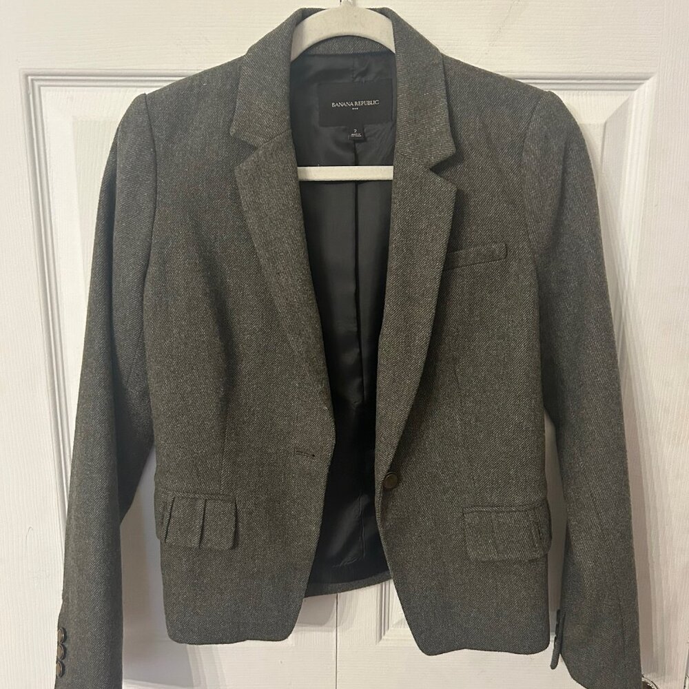 Banana Republic Olive Green Herringbone Blazer Size 2